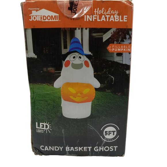 Halloween Candy Basket Ghost Inflatable 5 Foot LED Lights Outdoor Yard Decor - Picture 5 of 12